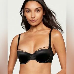 VICTORIA’S SECRET VERY SEXY SMOOTH LOGO EMBROIDERY BALCONET BRA 34DDD BLACK NEW